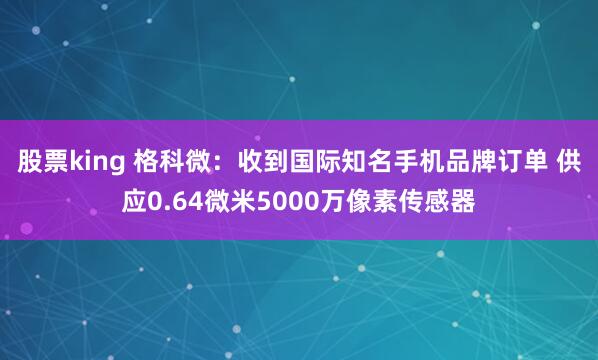 股票king 格科微：收到国际知名手机品牌订单 供应0.64微米5000万像素传感器